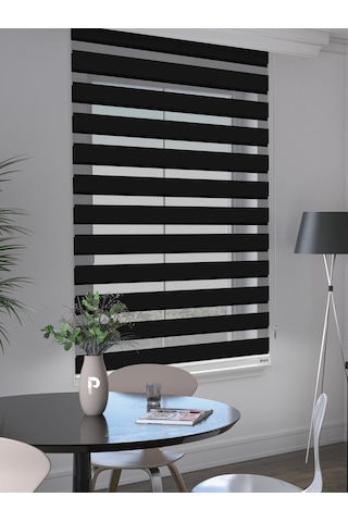 Br Perle Siyah Renk Bambu Stor Zebra Perde Yüksek Kalite Alüminyum Kasa Siyah