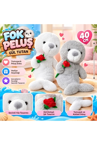 Arkhenx Pl50252 40 Cm Fok Gül Tutan Peluş Fok Oyuncak Bzs1 Çok Renkli