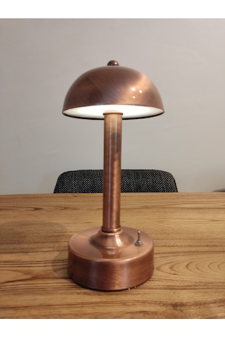 Mylights Pilli Led Abajur Gece Lambası Masa Üsüt Abajur Cafe Retorant Abajur Bakır Eskitme Kaplamalı