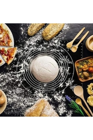 Mucit Home Silikon Çok Amaçlı Geniş Siyah Hamur Matı Hamur Açma Matı