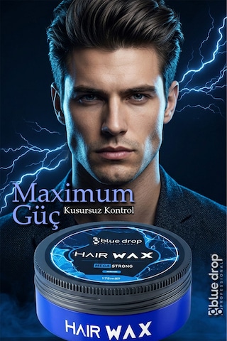Professional Hair Wax Mega Strong Profesyonel Şekillendirme Gün Boyu Kalıcı Etki 175 Ml.