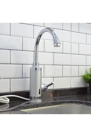 Elektrikli Sıcak Musluk Ani Su Isıtıcı Termal Şofben Musluk Asg4s GÜMÜŞ