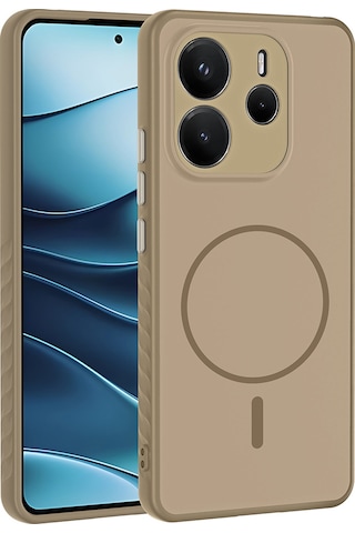 Uzaklarda Arama Redmi Note 14 4g Kılıf M-safe Şarj Özellikli Zore Tea Kapak - Gold