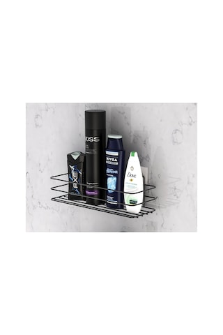 Buççin Online Mağaza Siyah Sağlam Yapışkanlı Metal Banyo Düzenleyici Sabunluk Rafı Metal Siyah Çok Renkli