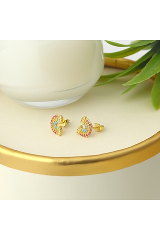 925 ayar Gümüş 14k Altın kaplama Gökkuşağı küpe