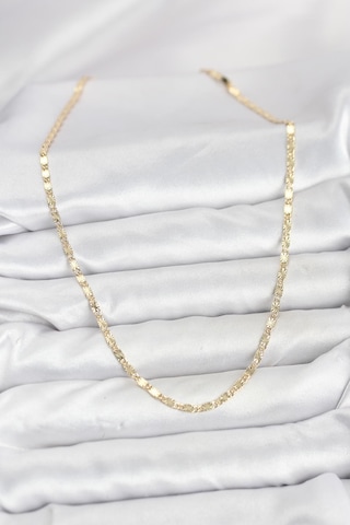 Cm 14k Gold Renk Lazerli Zincir Model Kadın Kolye - Lisinya Altın