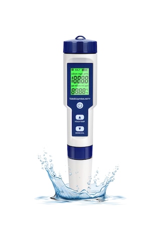 Cuteefun Dijital Ph Ölçüm Cihazı, 5'i 1 Arada Su Test Cihazı,