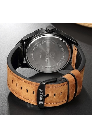 Fastbuy Erkek Askeri Kuvars Saat, Siyah Kasa, Koyu Kahverengi Bant, Curren M8301, Çok Renkli Modeller Çok Renkli