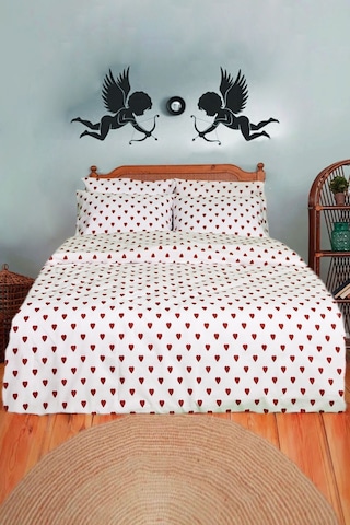 Kırmızı Kalpli Nevresim Seti Çift Kişilik Sevgili