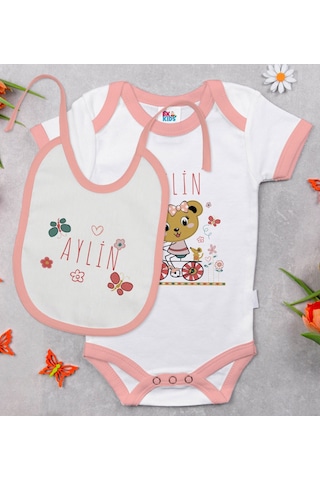 BK Kids Kişiye Özel İsimli 6 Parça Pembe Bebek Body Zıbın Battani