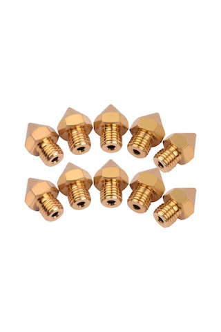 Dianziye Aibecy Cr10s Pro Uyumlu M6 Burun Ucu - Bakır Malzeme, 0.4mm Çıkış, 1.75mm Filament İçin - Altın Renk, 10 Adet Paket