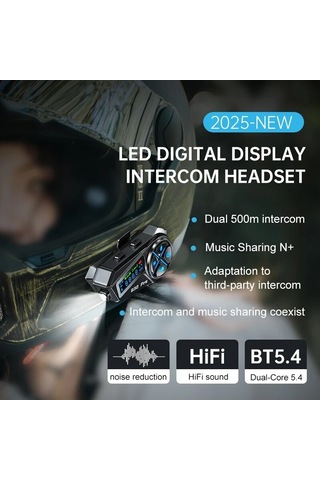 Kask Bluetooth 5.4 Kulaklık El Feneri Aydınlatma Led İle 500m Ara Bağlantı 2 İn 1