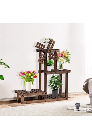 Eskitme Ceviz Ahşap Dekoratif Çiçeklik Saksılık Balkon Bahçe Stan Ceviz