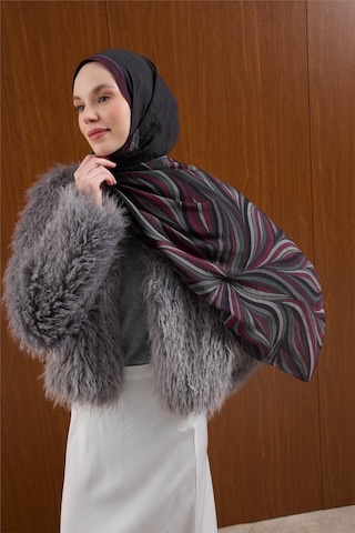 Silk Home Viskon Karışımlı Mayda Şal Antrasit Zemin Çok Renkli Desenli Tok Duruşlu 190x70