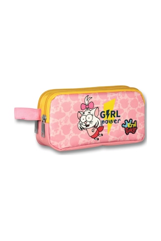 Ümit Çanta Kral Şakir Girl Power İki Bölmeli Kız Çocuk Kalem Çantası - Pembe/sarı