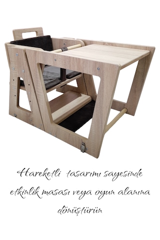 Enna Woden Montessori Mama Sandalyesi Ahşap Mama Sandalyesi Katlanır Mama Sa