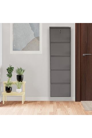 Kilitli 5'li Metal Ayakkabılık - Antrasit