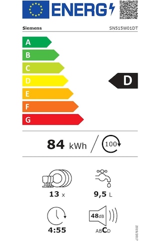 Siemens SN515W01DT 5 Programlı 13 Kişilik Yarı Ankastre Bulaşık Makinesi