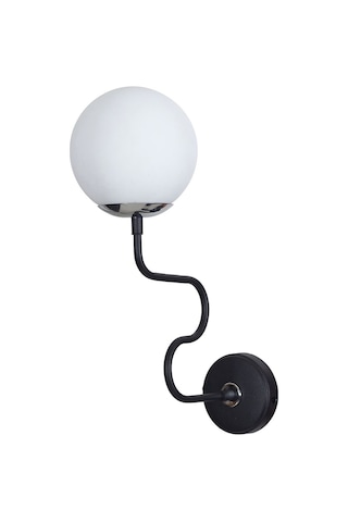 Luzarana Ferro Yatay Krom-siyah Metal Gövde Beyaz Camlı Tasarım Aplik