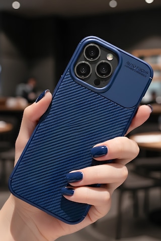 Apple Uyumlu iPhone 13 Pro Max Kılıf Kamera Korumalı Darbe Emici Karbon Fiber Desenli Kapak