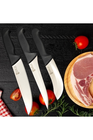 Sürlaz 3 Parça Mutfak Bıçak Seti Et Bıçağı Sebze Bıçağı Eko Seris Siyah