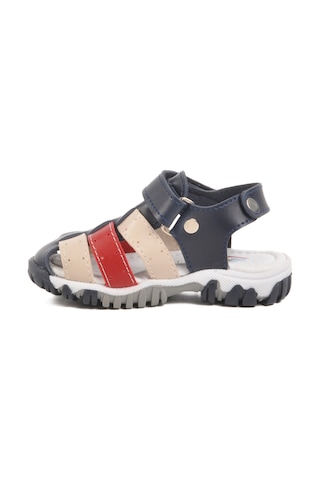 Lacivert Kırmızı Cırtlı Hafif Unisex Bebek Sandalet 173101 B Lacivert-bej-kırmızı