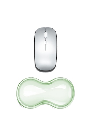 Soğuk Silikon Klavye Bilek Desteği Mouse Pad Bilek Yorgunluğunu Giderir, Özellik: Küçük Yeşil