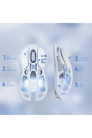 Gravastar K1 Mekanik Gaming Klavye, M1 Pro Kablosuz Optik Mouse Ve Mousepad Oyuncu Seti, Ice Blue Optik