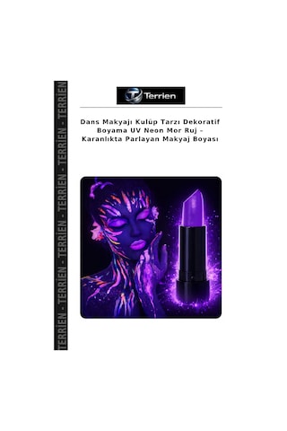 Dans Makyajı Kulüp Tarzı Dekoratif Boyama Uv Neon Mor Ruj Karanlıkta Parlayan Makyaj Boyası Belirtilmemiş
