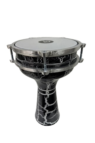 Vatan Darbuka 5 Numara Çatlak Boyalı Siyah - Beyaz Desenli