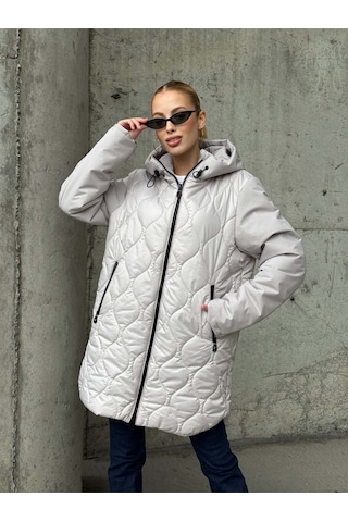 Kadın Kapitone Şişme Mont Taş