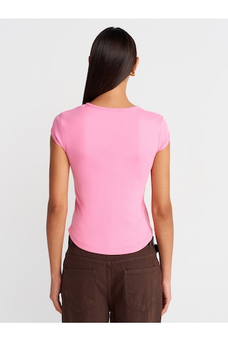 Dilvin 31779 Bisiklet Yaka Basic T-shirt-pembe Pembe