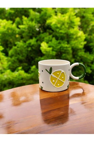 Seramik Kupa Bardak Limon Dilimi Tasarım