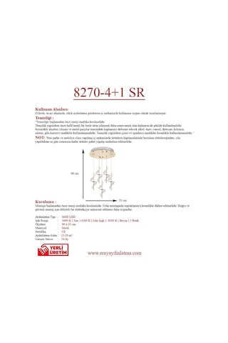 Eray Aydınlatma 8270-4+1 Sarkıt Gold Led Avize Gold