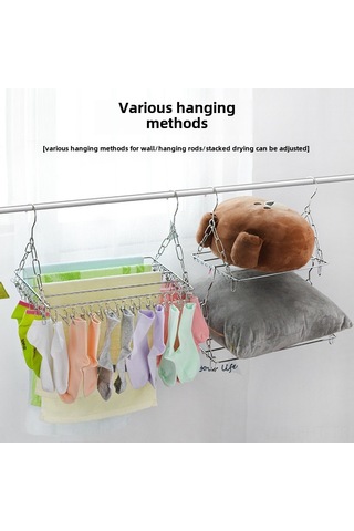 Hangfox 40cm Paslanmaz Çelik Çorap Kurutma Rafı - Manyetik Olmayan, Kalın Yapı, Balkon Kullanıma Uygun 40cm Kollü Model Diğer