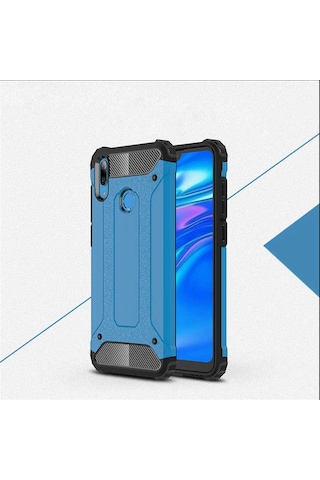 Ekılıf - Huawei Y7 Prime 2019 Uyumlu Kılıf Çift Katman Zırh Tank Crash Military Kapak - Siyah