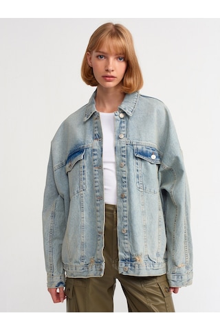 Dilvin Yarasa Kol Kar Yıkama Mont Mavi