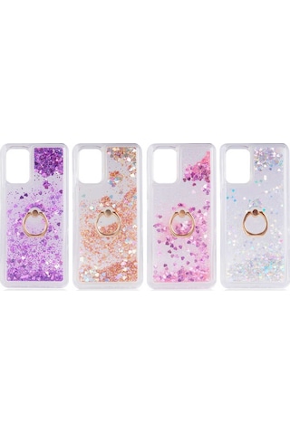 Teknomoda Samsung Uyumlu Galaxy A32 Kilif Sulu Simli Yüzüklü Standli Silikon 533892943