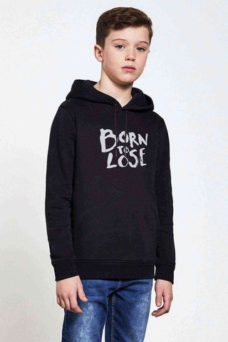 Born To Lose Baskılı Unisex Çocuk Kapüşonlu Siyah Sweatshirt (528655487) Siyah