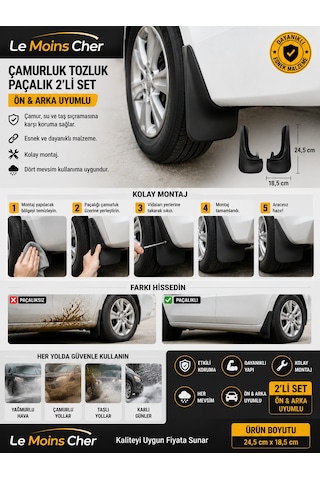 Alfa Romeo 147 Collezione Çamurluk Tozluk Paçalık 2'li Set Ön Arka Uyumlu