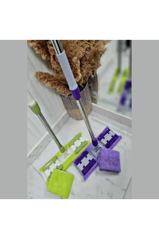 360 Derece Dönen Teleskopik Saplı Mikrofiber Mop Açık Bej