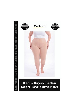 Carlburn Özel Seri Kadın Büyük Beden Kapri Tayt Yüksek Bel Sıcak Hava Vücut Uyumlu Günlük Tarz Ten