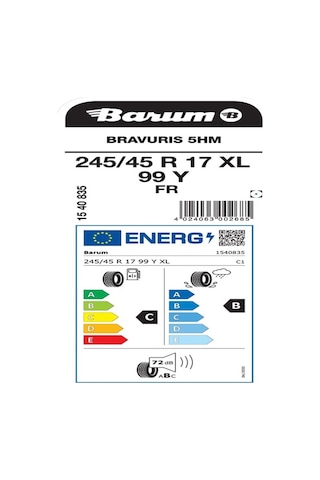 Barum 245/45R17 99Y Xl Fr Bravurıs 5Hm Oto Yaz Lastiği 2026
