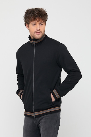 MMetalic Erkek Siyah Regular Fit Dik Yaka Fermuarlı Uzun Kollu Hırka Siyah