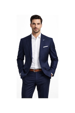 Suitmen Erkek Silim Çift Yırtmaçlı Takım Elbise Bgl-st05568 Lacivert