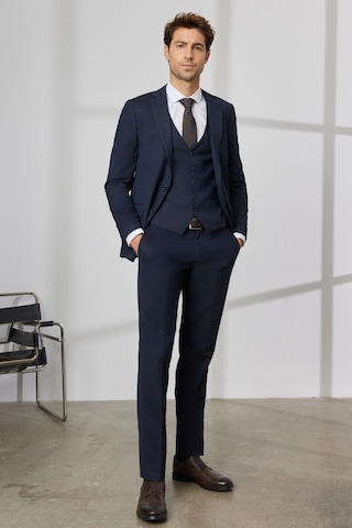 Ac&Co / Altınyıldız Classics Erkek K.lacı Slim Fit Dar Kesim Mono Yaka Desenli Yelekli Takım Elbise K.lacı Koyu Lacivert