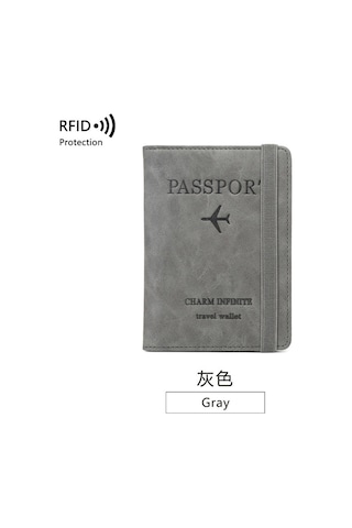 Yifomall Gri Rfıd Anti-kaçırma Pasaport Çantası - Aşı Kartı, Bilet, Belgeler İçin Çok Fonksiyonlu Seyahat Belge Çantası