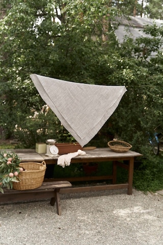 Peony Çizgi Detay Füme Keten Fular Füme