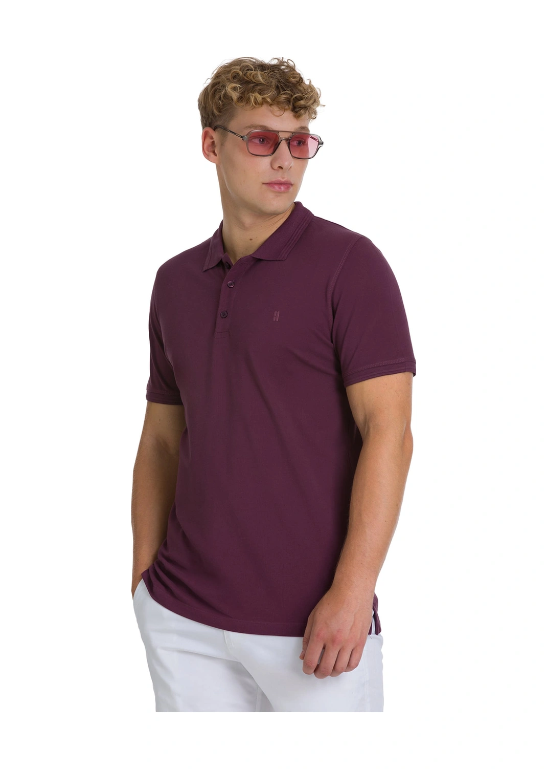 Hatemoğlu Mor Regular Fit 100% Pamuklu Polo Yaka Tişört 35219 666243