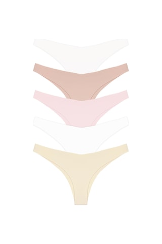 Basic İz Yapmayan Lazer Kesim Brezilya Külot 5'li Paket Renkli-11 Çok Renkli